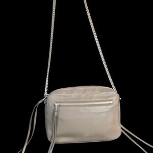 All Saints Fleur De Lis Taupe Leather Crossbody Bag